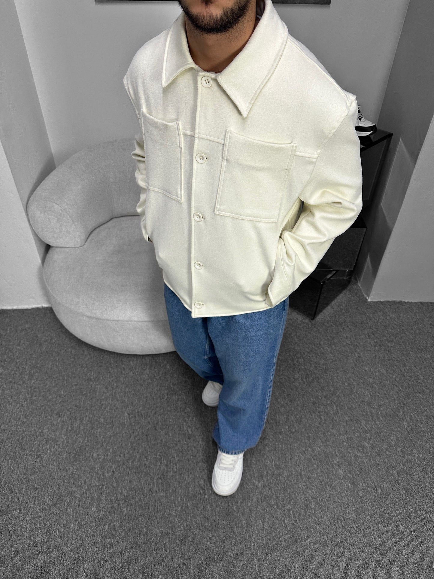 Kırık Beyaz Kaşe Ceket CKT7609