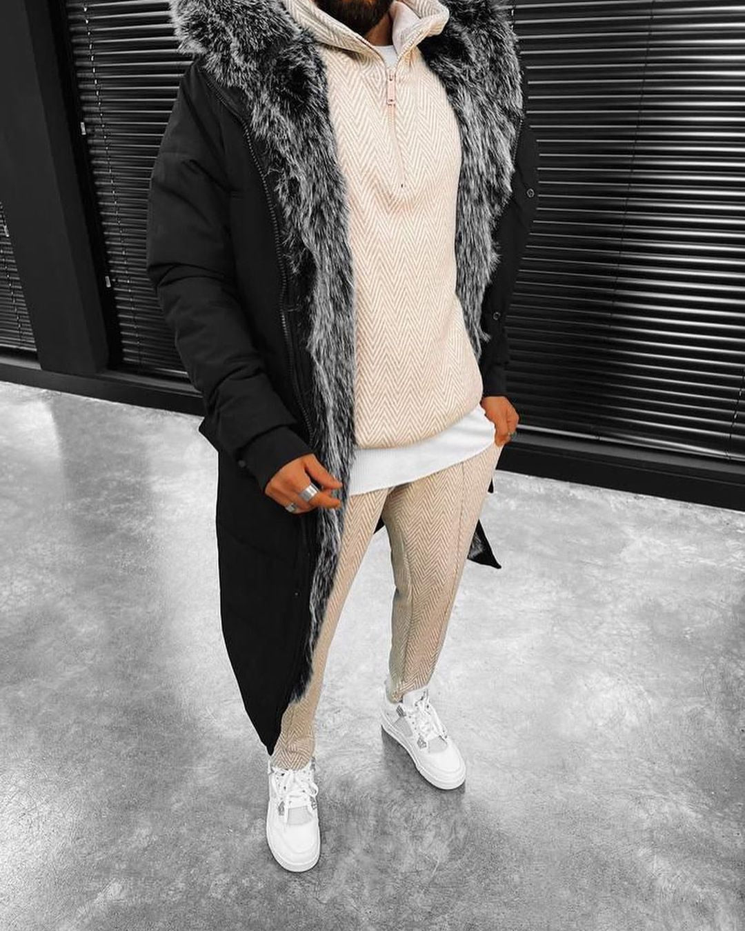 Siyah Kürklü Uzun Mont KBN3811