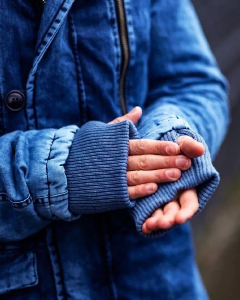 Kürklü Mavi Denim Mont KBN3706