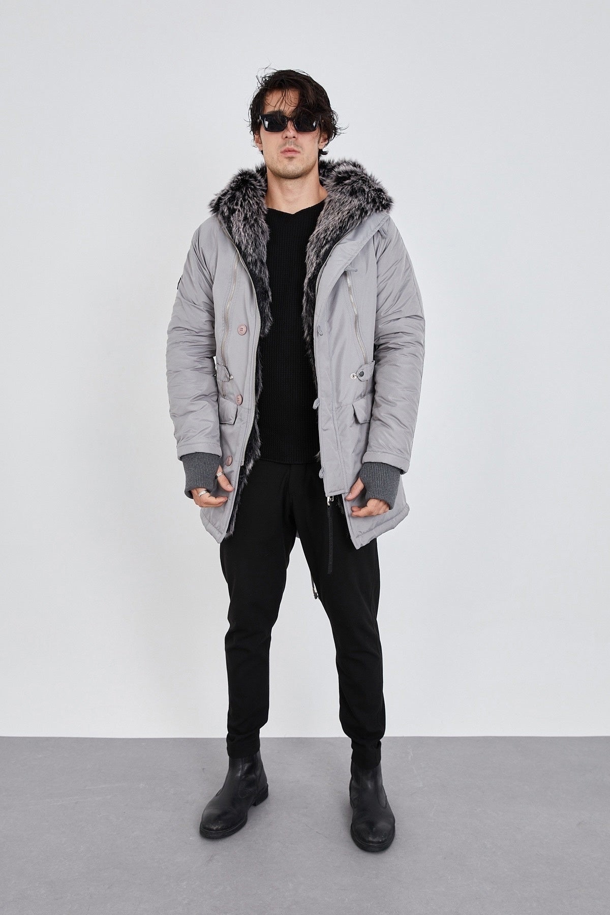 Kürklü Gri Premium Mont KBN3721